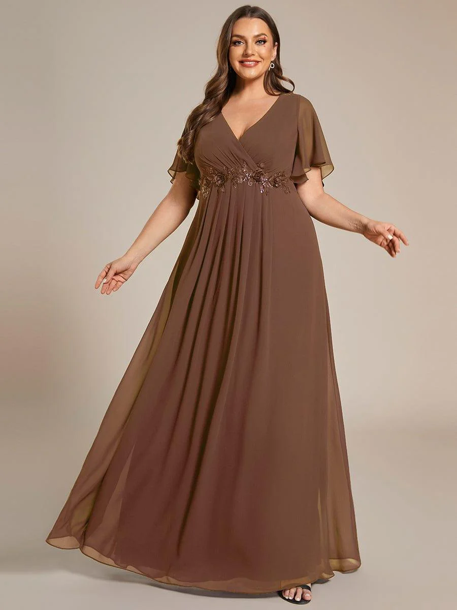 ever IVYROSE | Chiffon Applique Mother of the Bride Dress with Flutter Sleeves - Image 104