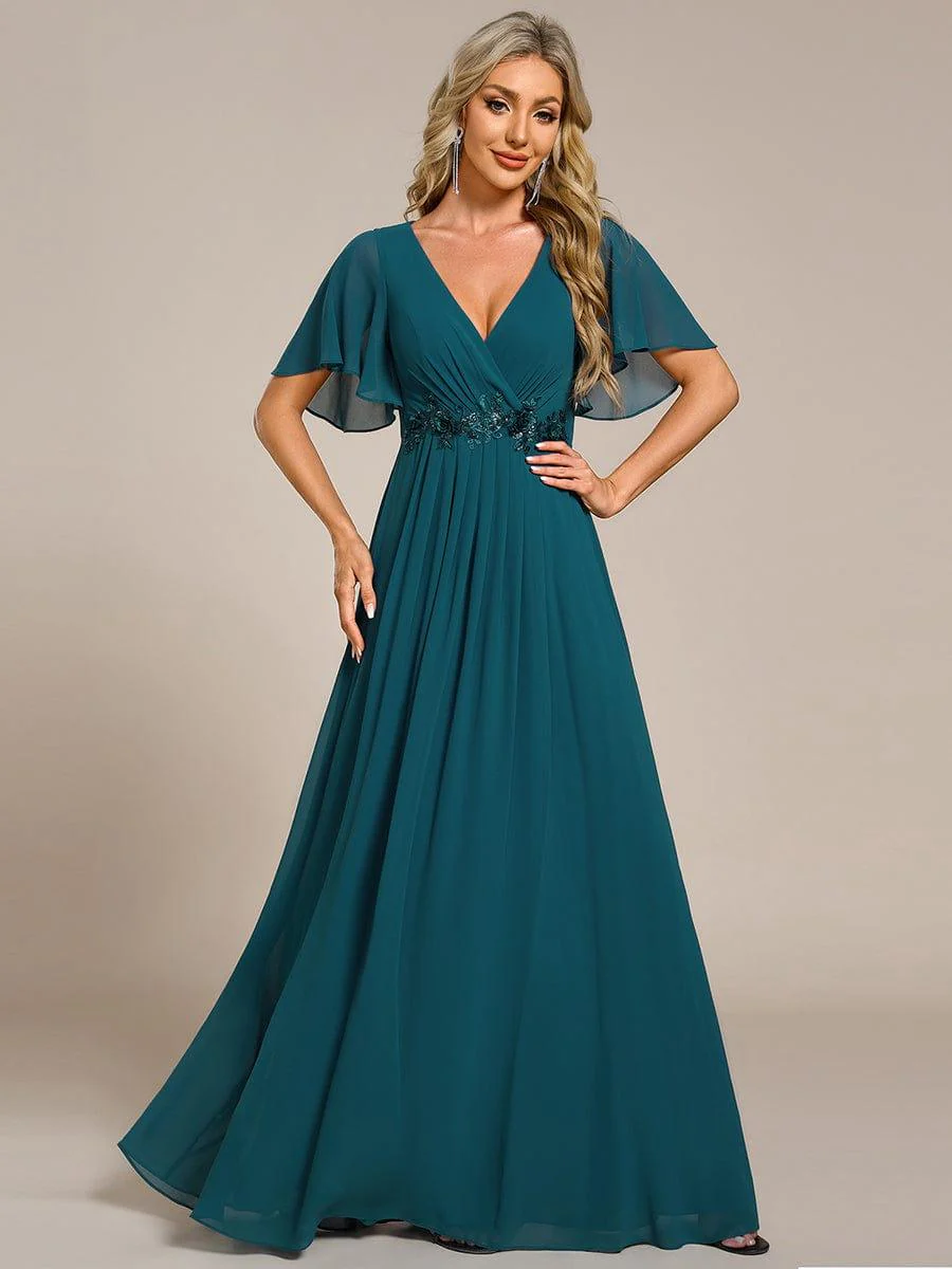 ever IVYROSE | Chiffon Applique Mother of the Bride Dress with Flutter Sleeves - Image 118