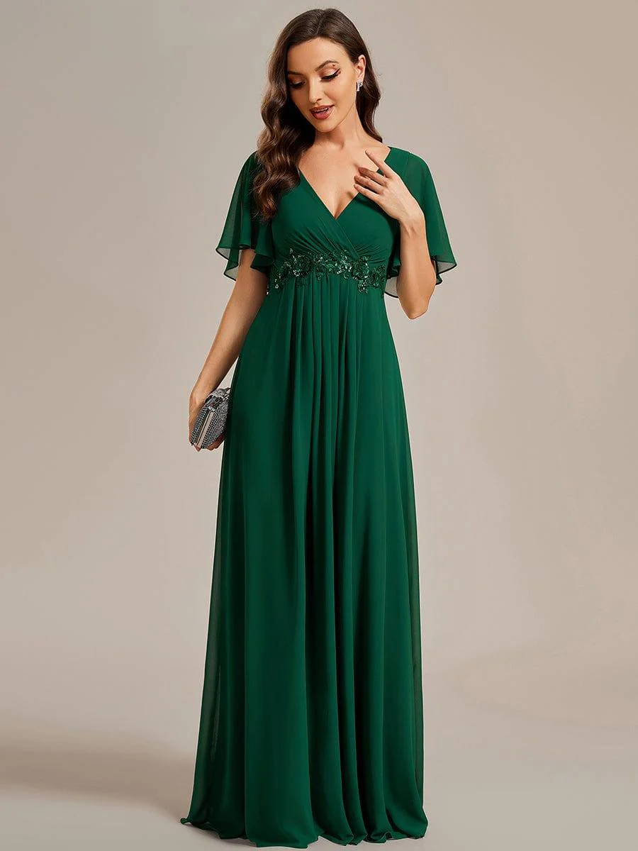 ever IVYROSE | Chiffon Applique Mother of the Bride Dress with Flutter Sleeves - Image 12