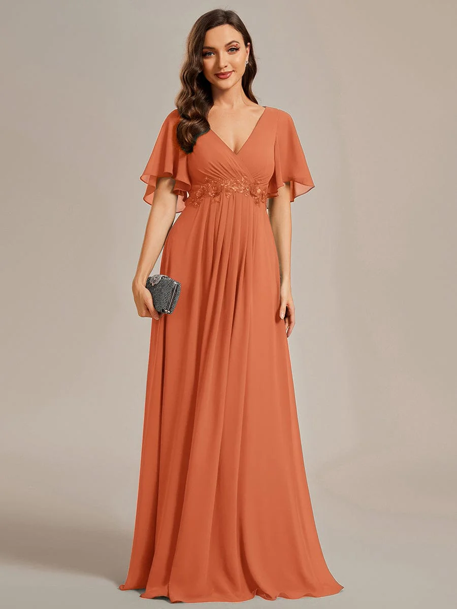 ever IVYROSE | Chiffon Applique Mother of the Bride Dress with Flutter Sleeves - Image 134