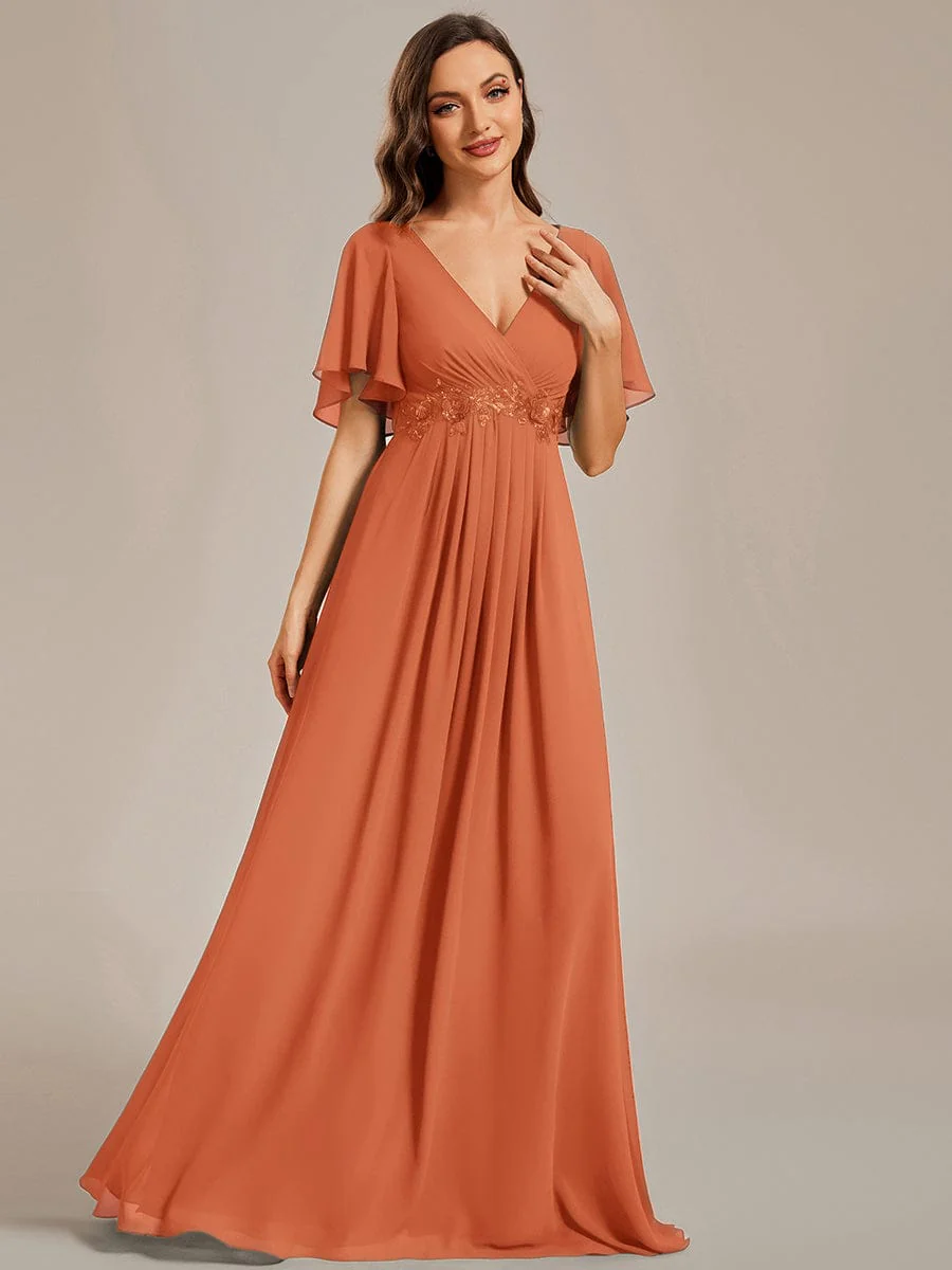 ever IVYROSE | Chiffon Applique Mother of the Bride Dress with Flutter Sleeves - Image 138