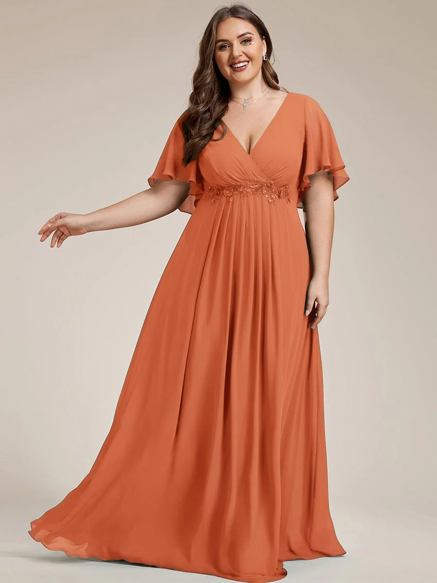 ever IVYROSE | Chiffon Applique Mother of the Bride Dress with Flutter Sleeves - Image 143