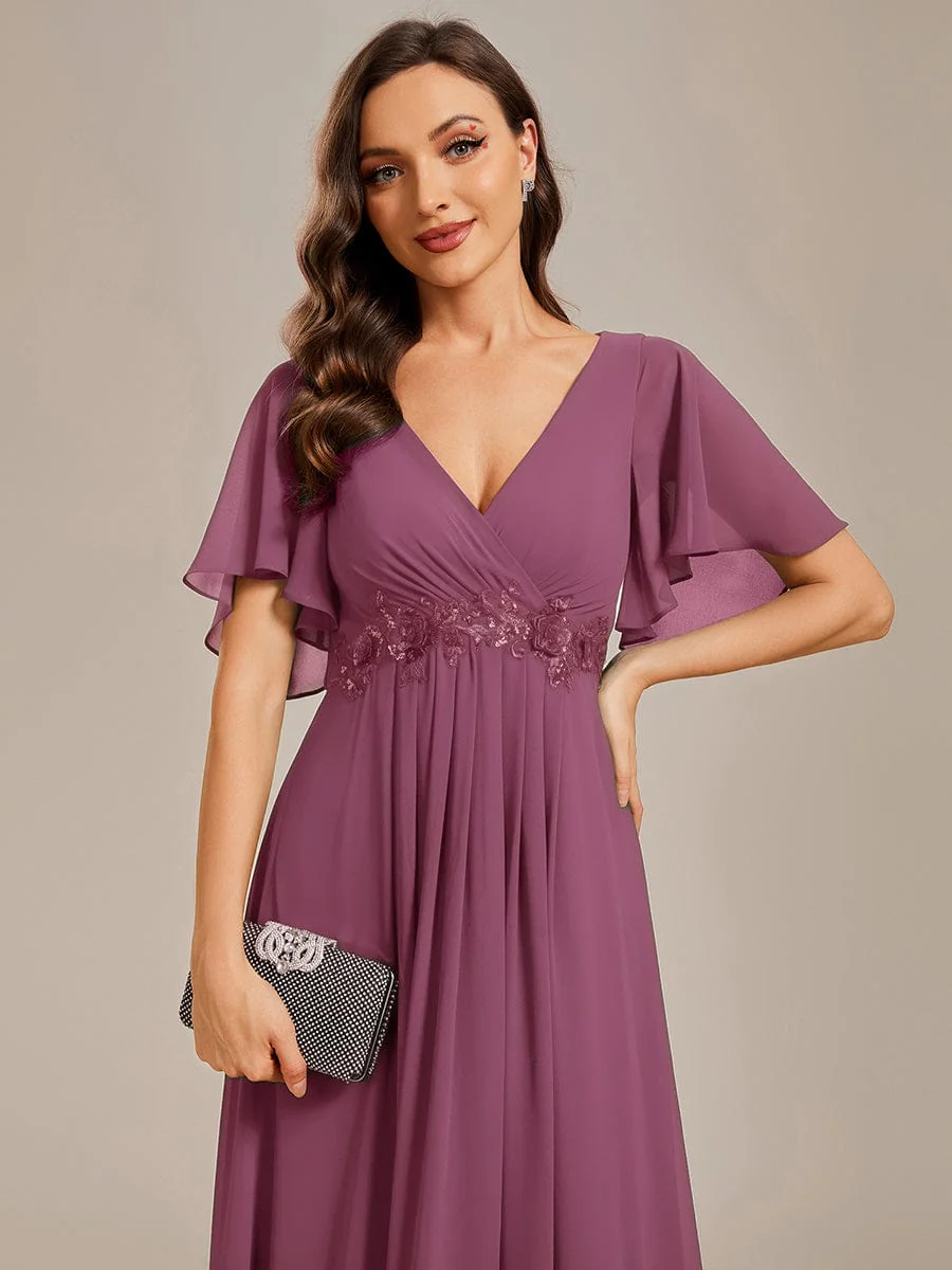 ever IVYROSE | Chiffon Applique Mother of the Bride Dress with Flutter Sleeves - Image 146