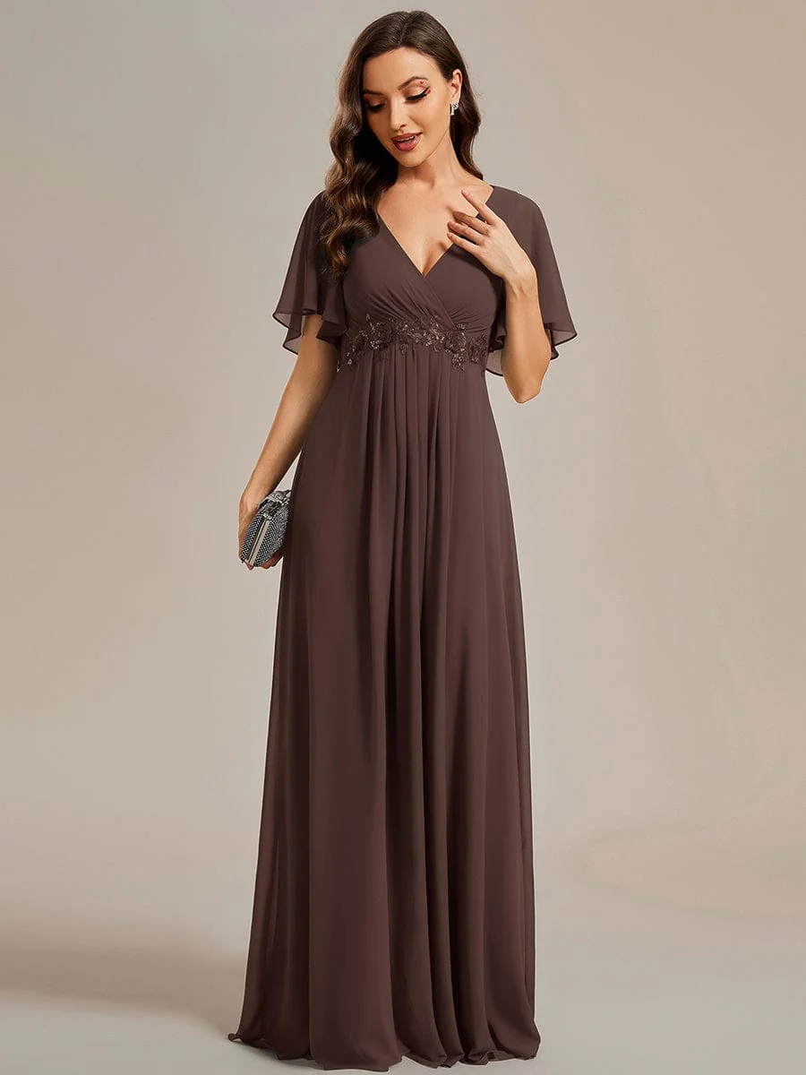 ever IVYROSE | Chiffon Applique Mother of the Bride Dress with Flutter Sleeves - Image 157