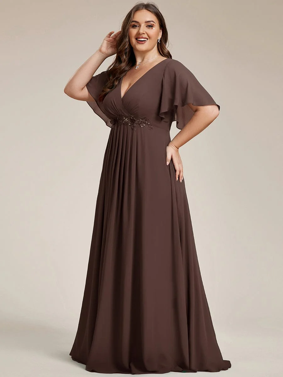 ever IVYROSE | Chiffon Applique Mother of the Bride Dress with Flutter Sleeves - Image 162