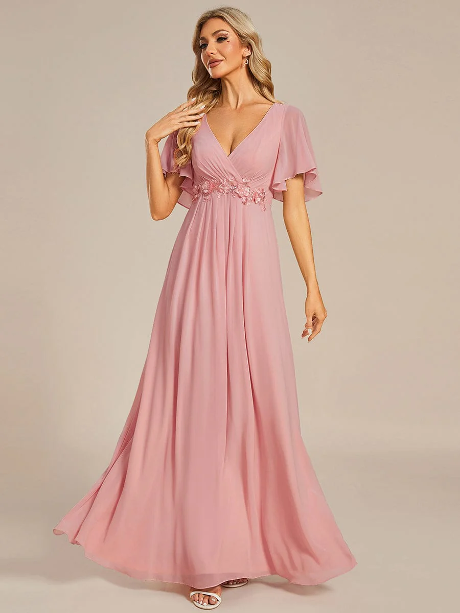 ever IVYROSE | Chiffon Applique Mother of the Bride Dress with Flutter Sleeves - Image 166