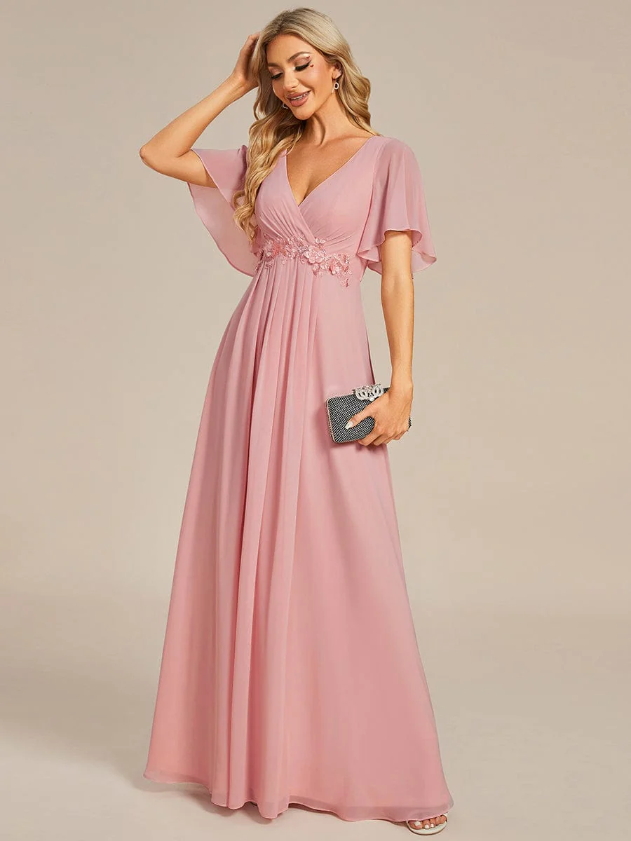 ever IVYROSE | Chiffon Applique Mother of the Bride Dress with Flutter Sleeves - Image 167