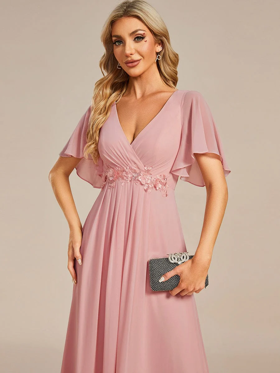 ever IVYROSE | Chiffon Applique Mother of the Bride Dress with Flutter Sleeves - Image 168