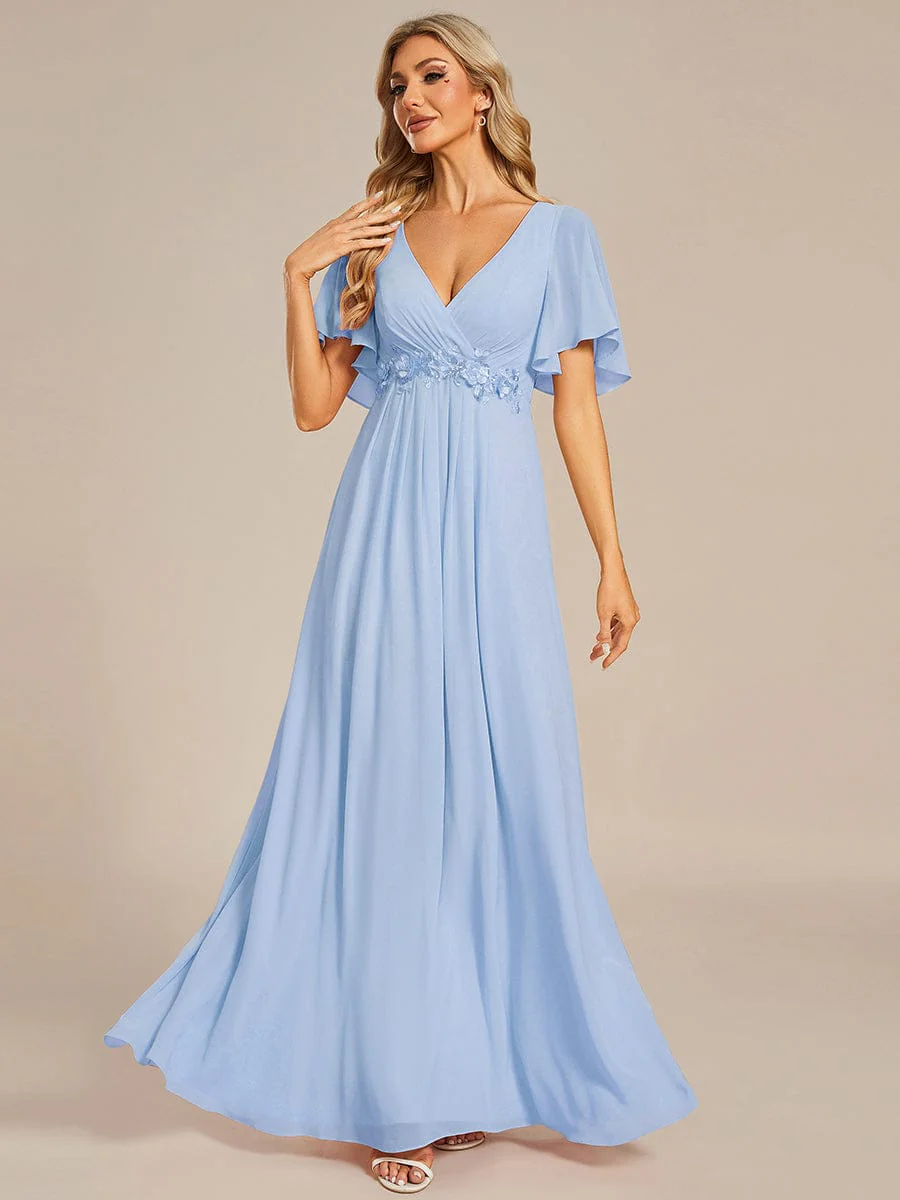 ever IVYROSE | Chiffon Applique Mother of the Bride Dress with Flutter Sleeves - Image 176