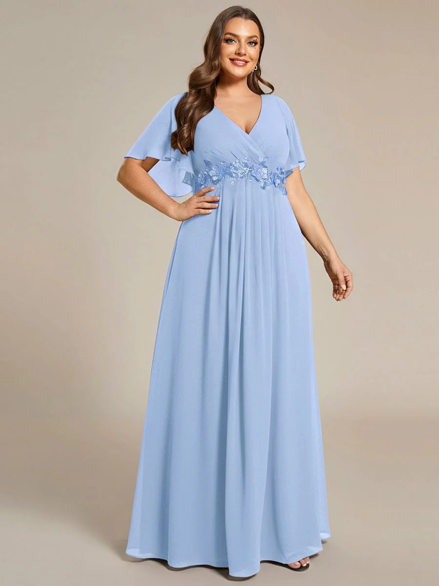 ever IVYROSE | Chiffon Applique Mother of the Bride Dress with Flutter Sleeves - Image 182