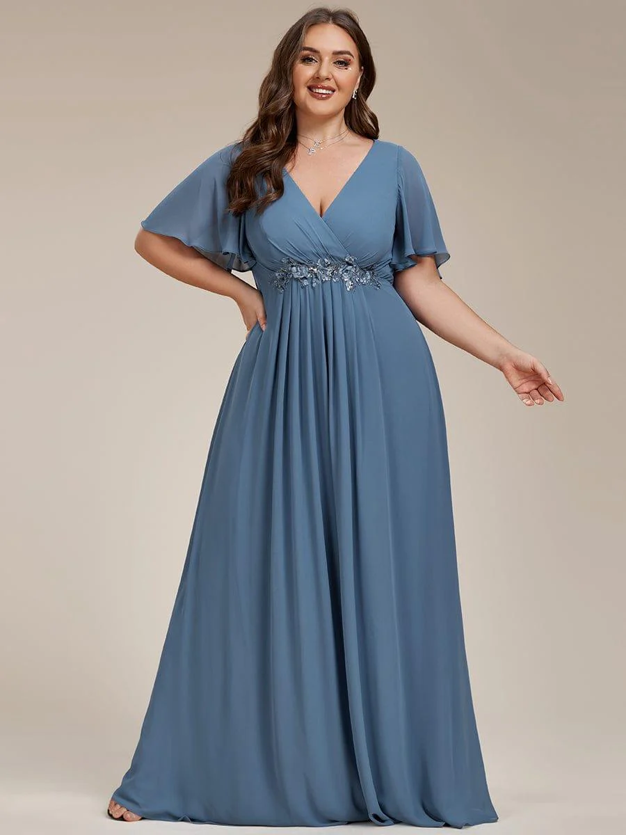 ever IVYROSE | Chiffon Applique Mother of the Bride Dress with Flutter Sleeves - Image 21