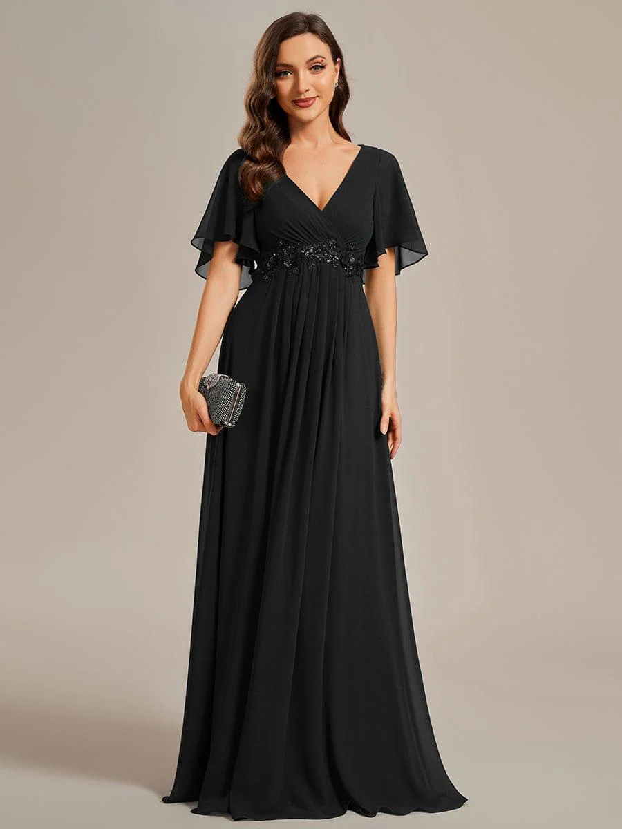 ever IVYROSE | Chiffon Applique Mother of the Bride Dress with Flutter Sleeves - Image 27