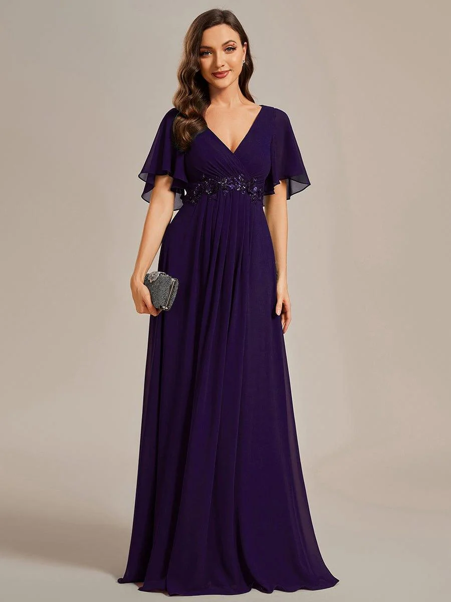 ever IVYROSE | Chiffon Applique Mother of the Bride Dress with Flutter Sleeves - Image 67
