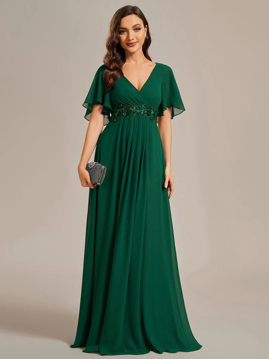 ever IVYROSE | Chiffon Applique Mother of the Bride Dress with Flutter Sleeves - Image 8
