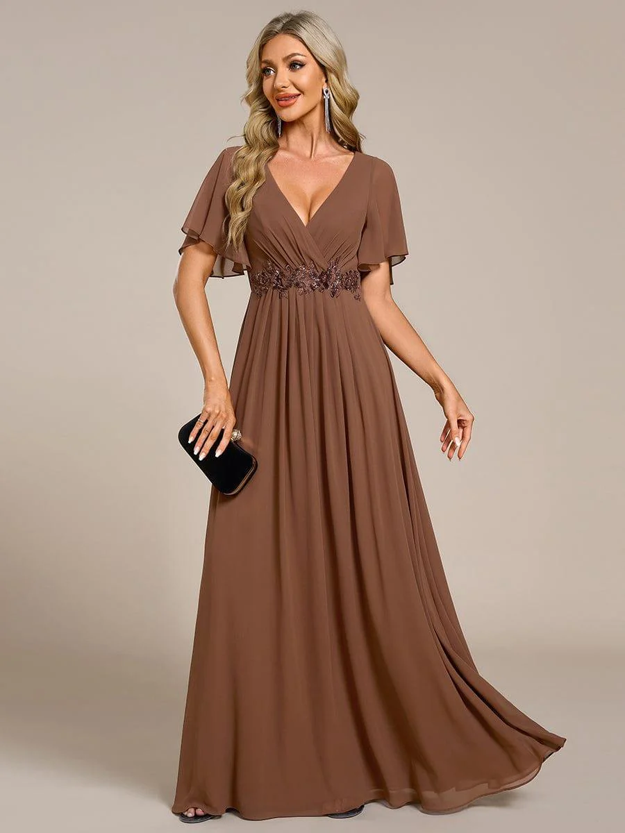 ever IVYROSE | Chiffon Applique Mother of the Bride Dress with Flutter Sleeves - Image 99
