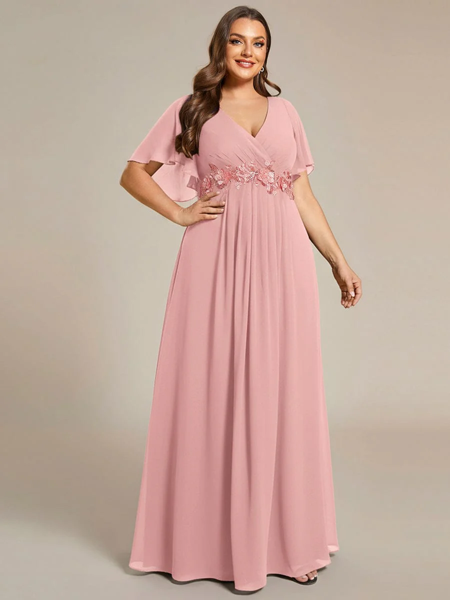 ever IVYROSE|Elegant Chiffon Applique Wedding Dress with Flutter Sleeves - Image 17