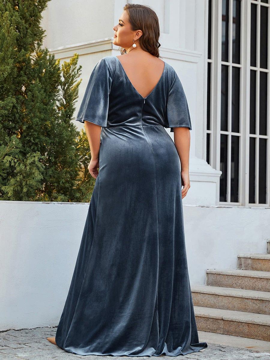 ever REINE|Elegant Double V Neck Velvet Bridesmaid Dress for Women - Image 35