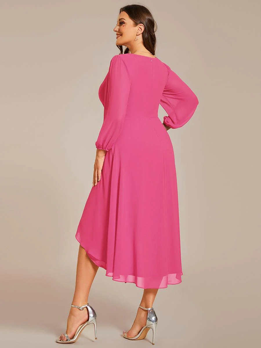 ever BRIAR|Elegant 3/4 Sleeve V-Neck High Low Chiffon Wedding Guest Dress - Image 101