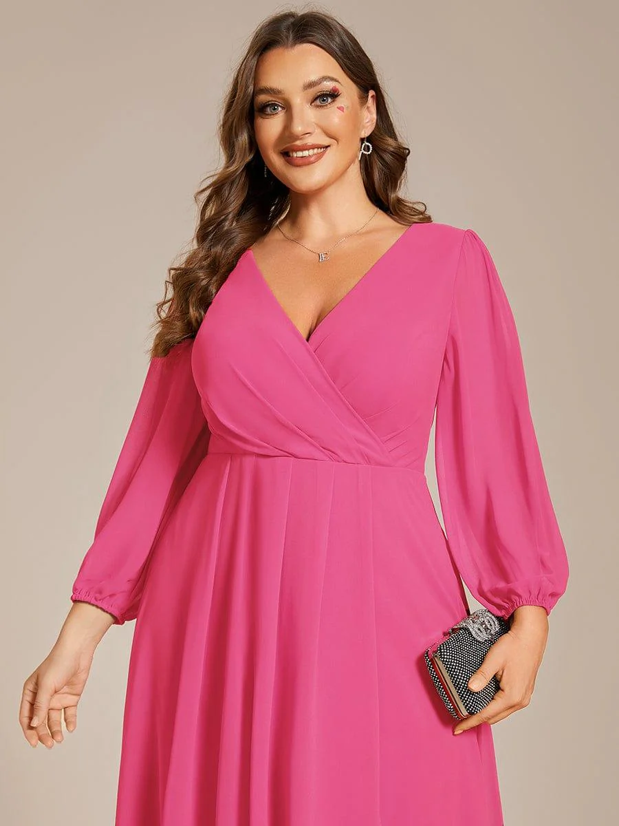 ever BRIAR|Elegant 3/4 Sleeve V-Neck High Low Chiffon Wedding Guest Dress - Image 102