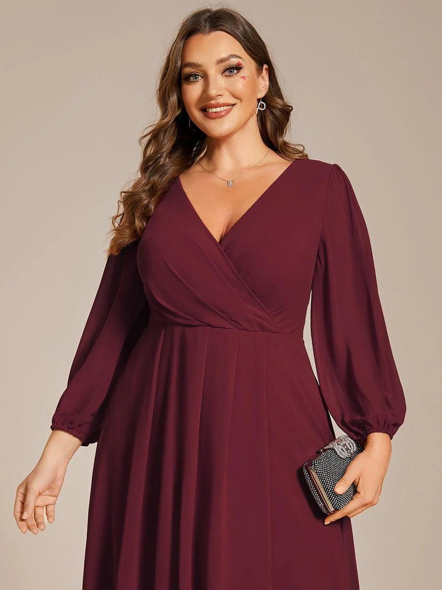 ever BRIAR|Elegant 3/4 Sleeve V-Neck High Low Chiffon Wedding Guest Dress - Image 62