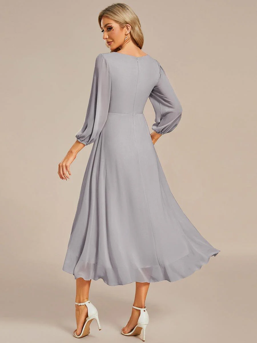 ever BRIAR|Elegant 3/4 Sleeve V-Neck High Low Chiffon Wedding Guest Dress - Image 88