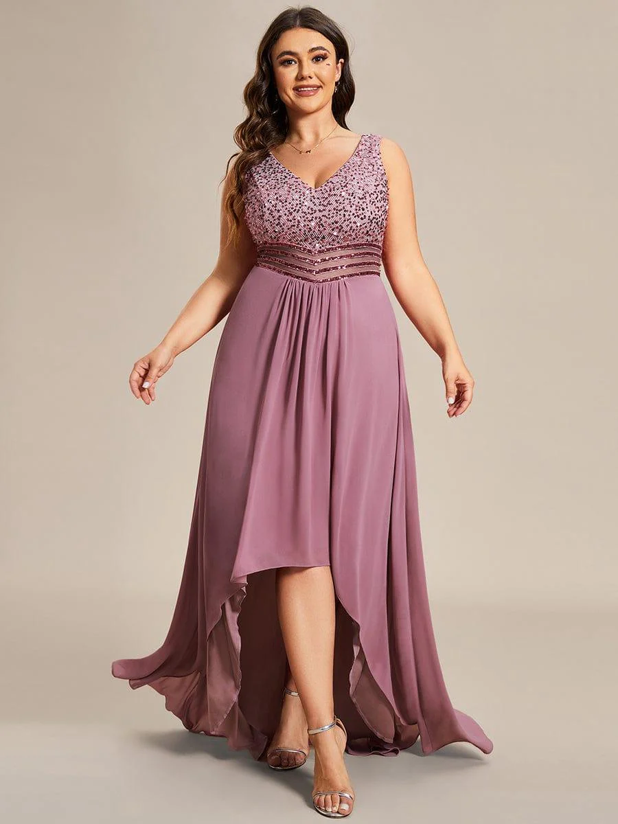 Sexy High-Low Maxi Chiffon Evening Dresses with Sequin(Final Sale) - Image 6