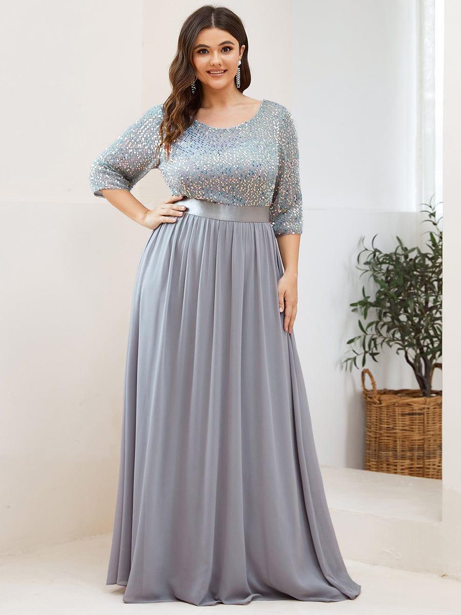 ever FLORENCE|Elegant Round Neckline 3/4 Sleeve Sequins Patchwork Evening Dress - Image 31