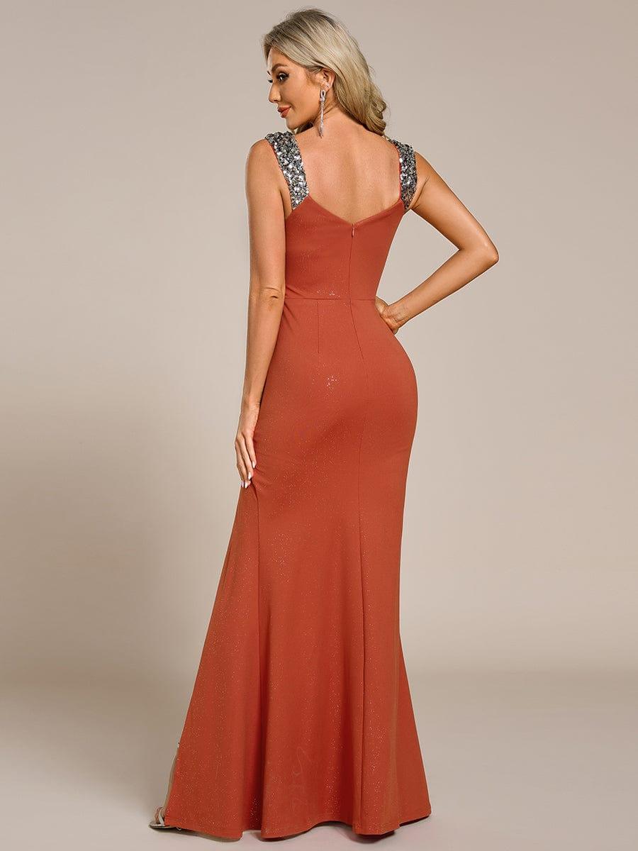ever NOIRE|Elegant Sequin V Neck High Slit Evening Dress - Image 10