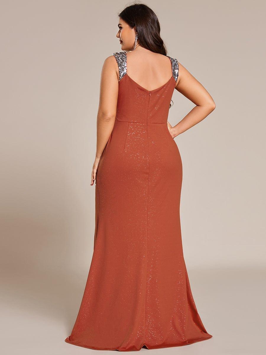 ever NOIRE|Elegant Sequin V Neck High Slit Evening Dress - Image 15