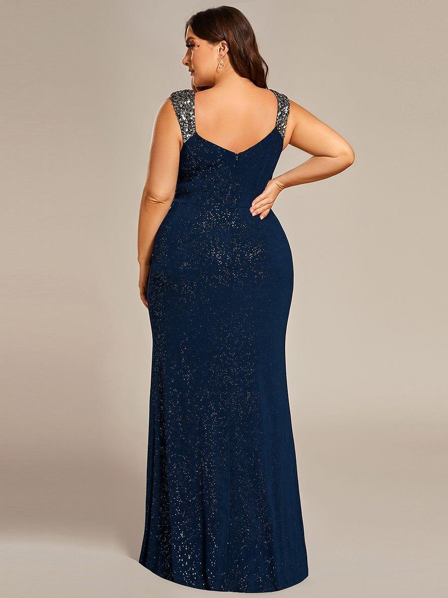 ever NOIRE|Elegant Sequin V Neck High Slit Evening Dress - Image 34