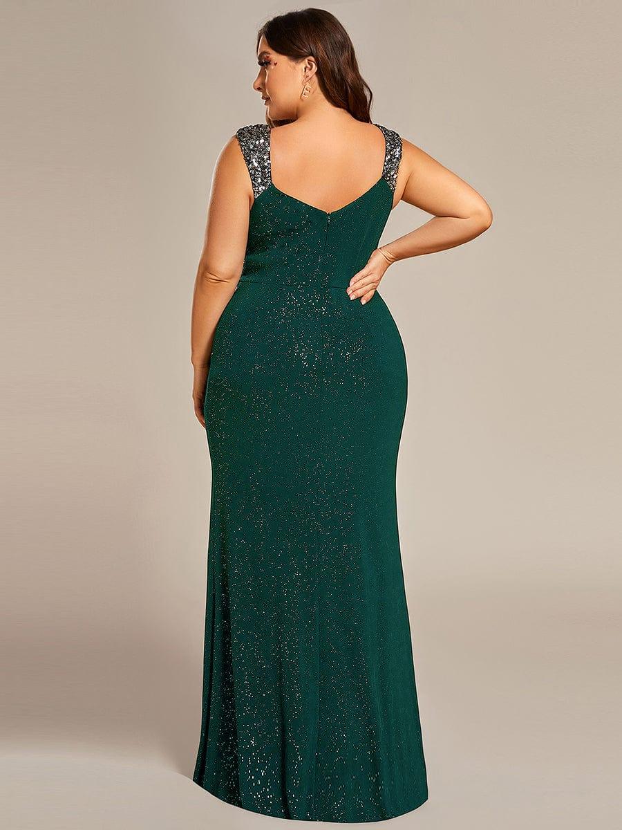 ever NOIRE|Elegant Sequin V Neck High Slit Evening Dress - Image 42