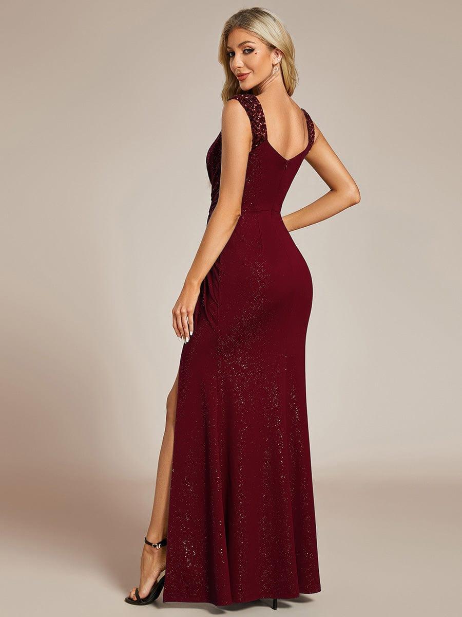 ever NOIRE|Elegant Sequin V Neck High Slit Evening Dress - Image 46
