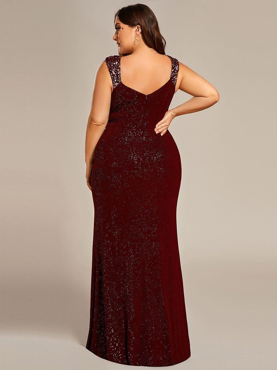 ever NOIRE|Elegant Sequin V Neck High Slit Evening Dress - Image 51