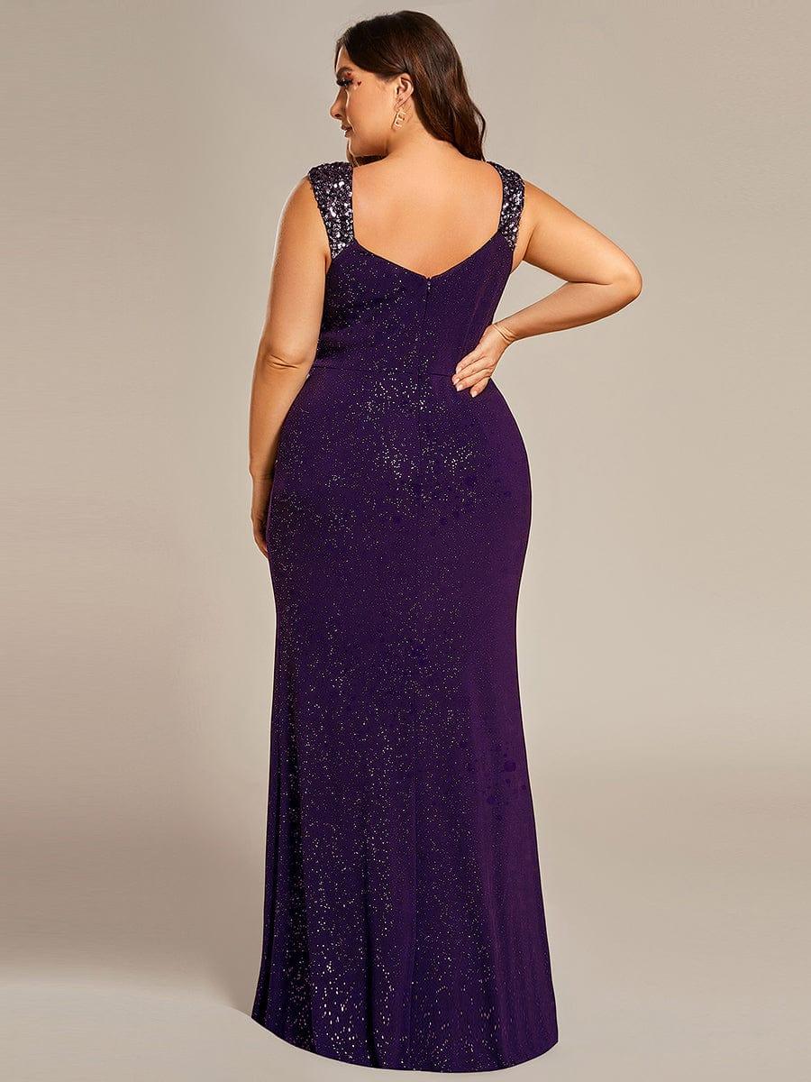 ever NOIRE|Elegant Sequin V Neck High Slit Evening Dress - Image 60
