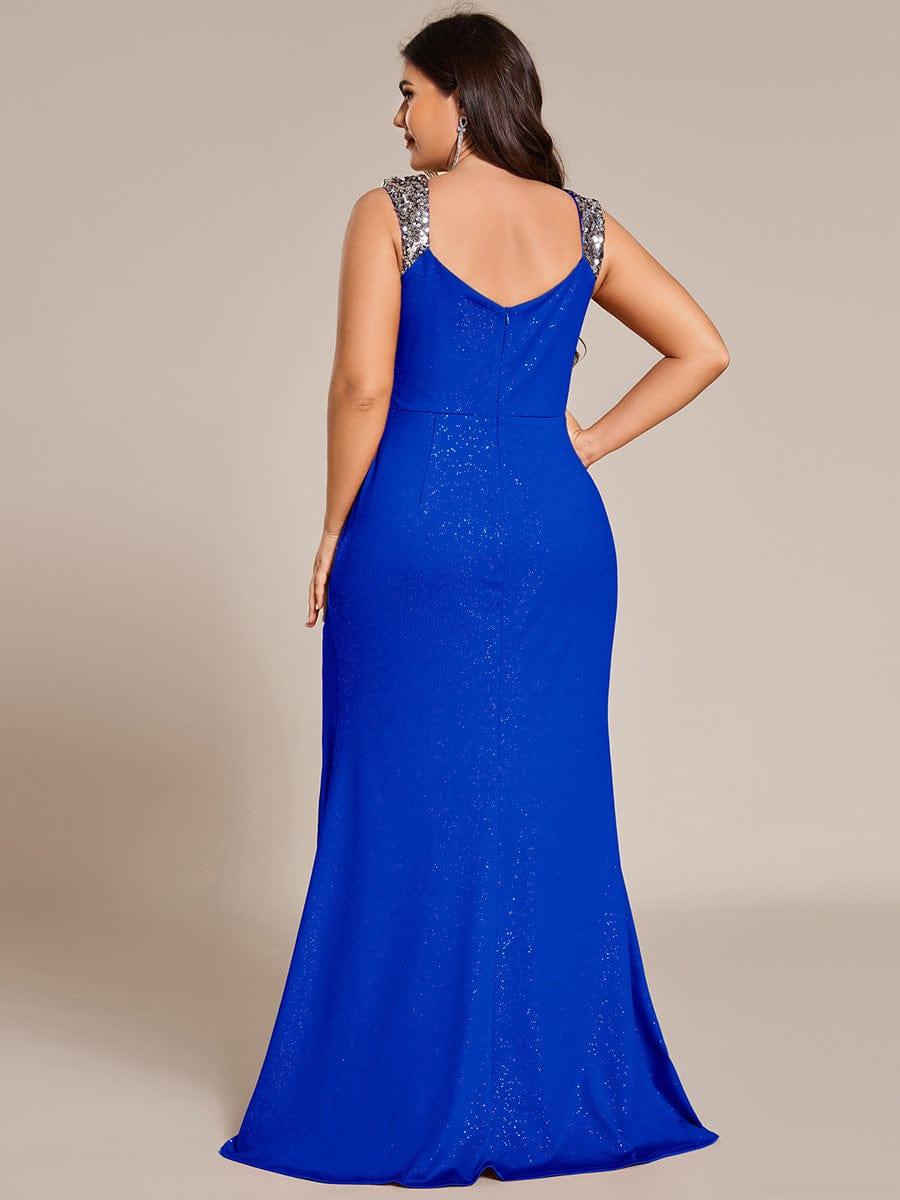 ever NOIRE|Elegant Sequin V Neck High Slit Evening Dress - Image 70