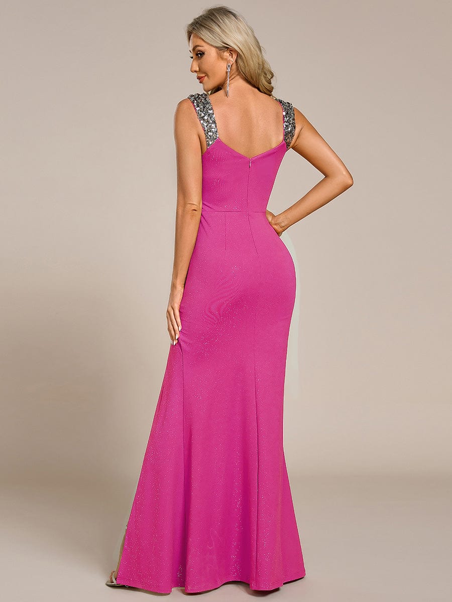 ever NOIRE|Elegant Sequin V Neck High Slit Evening Dress - Image 83