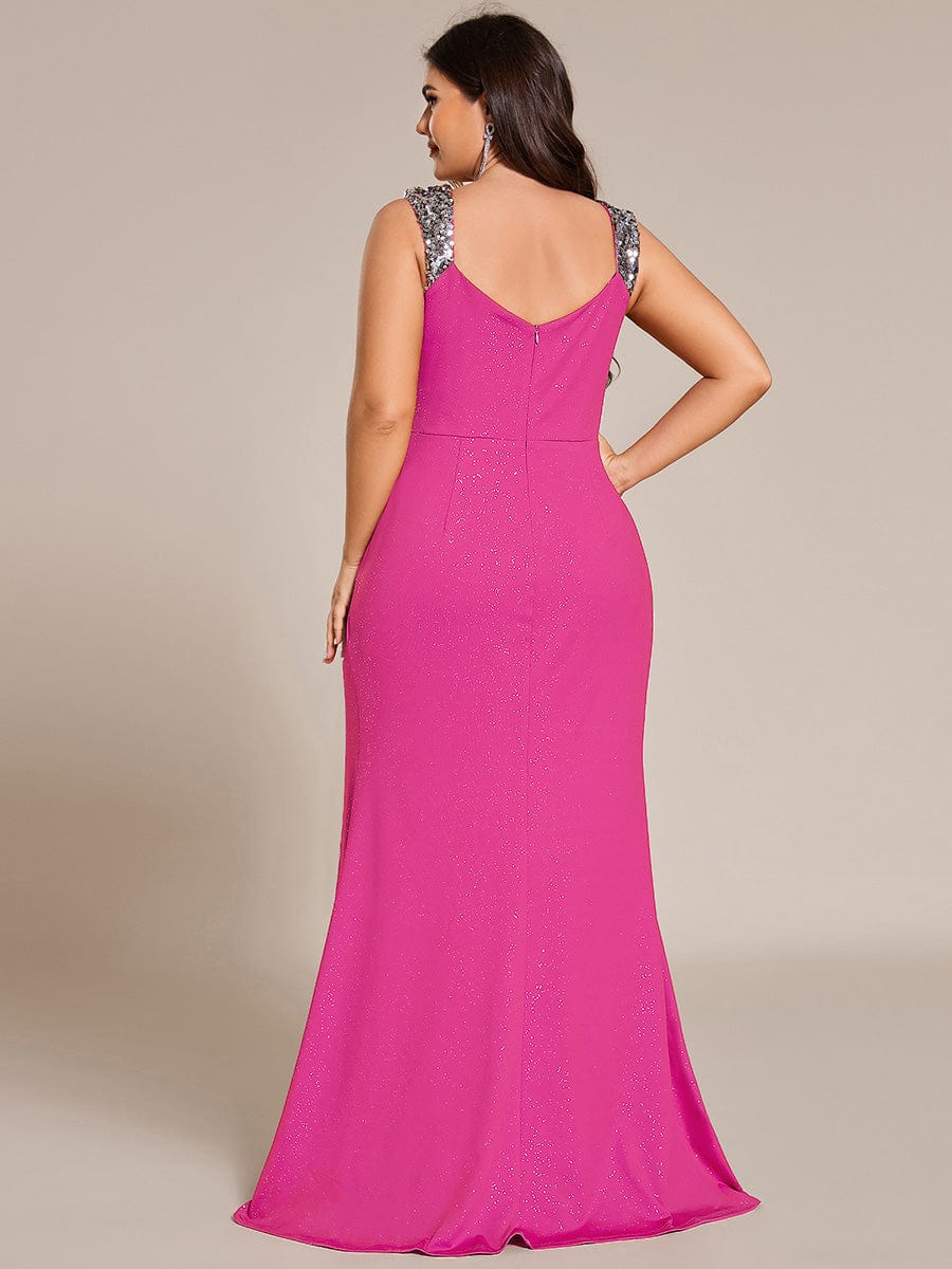 ever NOIRE|Elegant Sequin V Neck High Slit Evening Dress - Image 86