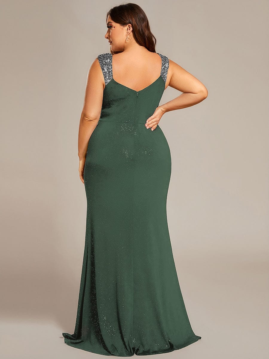 ever NOIRE|Elegant Sequin V Neck High Slit Evening Dress - Image 94
