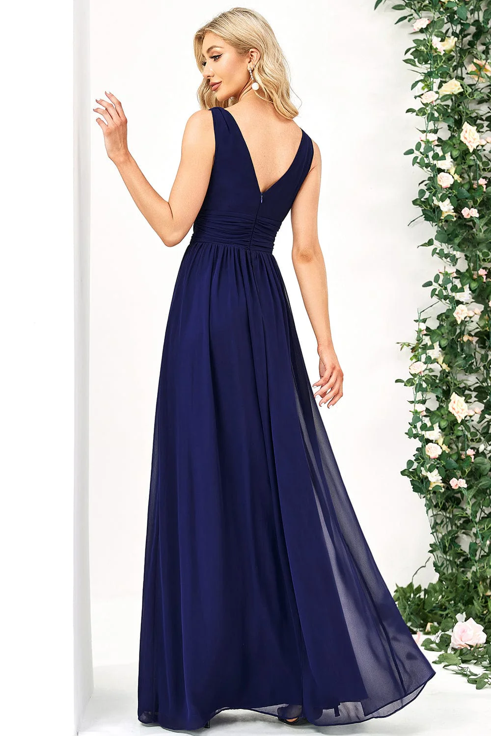 ever HUSH|Elegant Sleeveless V-Neck Maxi Chiffon Bridesmaid Dress - Image 101