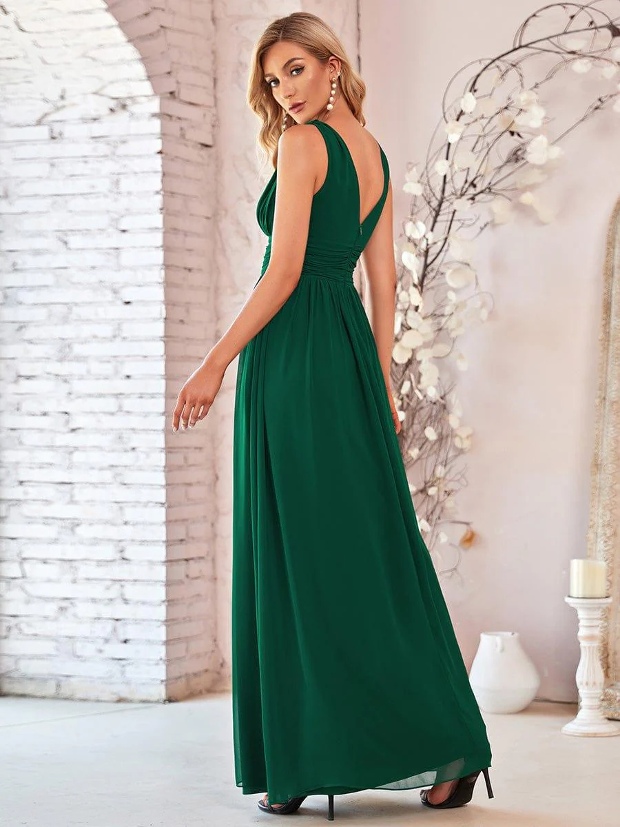 ever HUSH|Elegant Sleeveless V-Neck Maxi Chiffon Bridesmaid Dress - Image 14