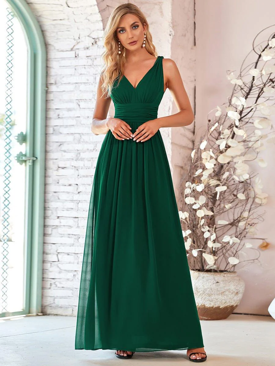 ever HUSH|Elegant Sleeveless V-Neck Maxi Chiffon Bridesmaid Dress - Image 15