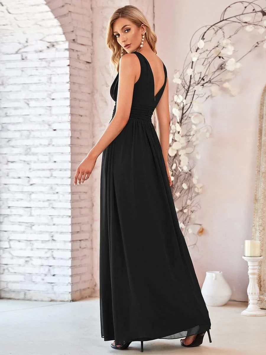 ever HUSH|Elegant Sleeveless V-Neck Maxi Chiffon Bridesmaid Dress - Image 25