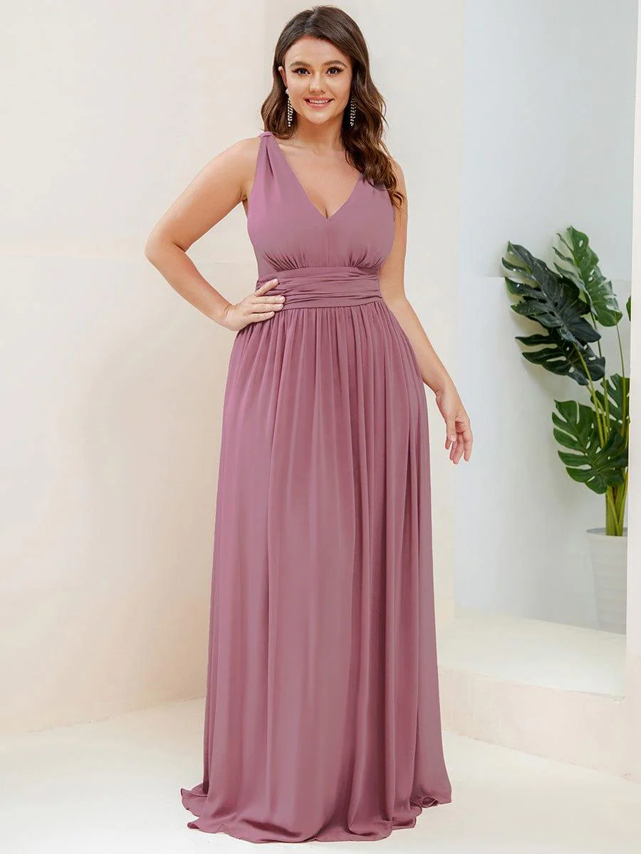 ever HUSH|Elegant Sleeveless V-Neck Maxi Chiffon Bridesmaid Dress - Image 36