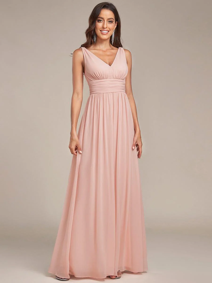 ever HUSH|Elegant Sleeveless V-Neck Maxi Chiffon Bridesmaid Dress - Image 50