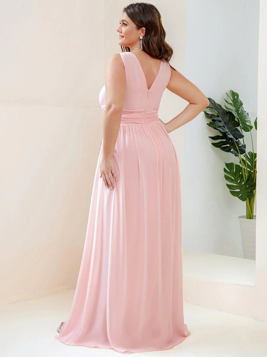 ever HUSH|Elegant Sleeveless V-Neck Maxi Chiffon Bridesmaid Dress - Image 55