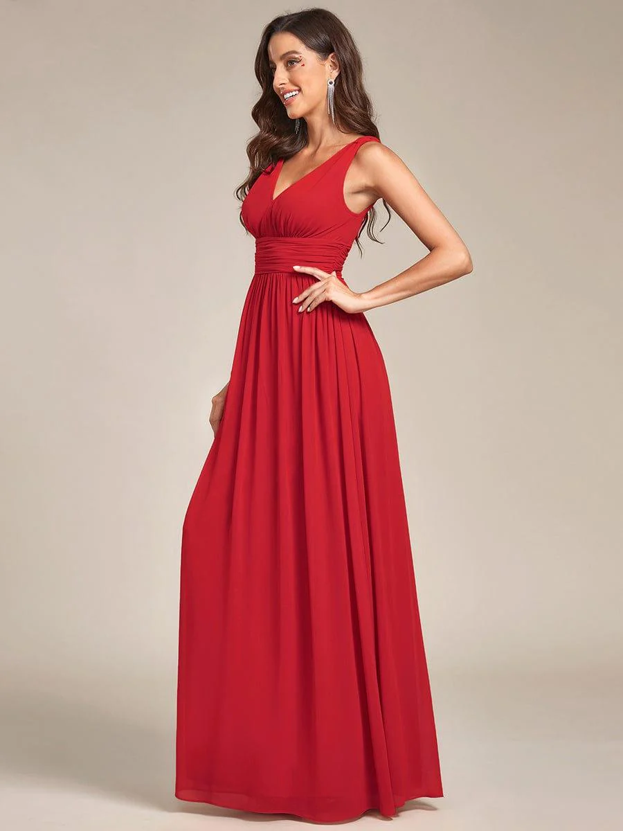 ever HUSH|Elegant Sleeveless V-Neck Maxi Chiffon Bridesmaid Dress - Image 59