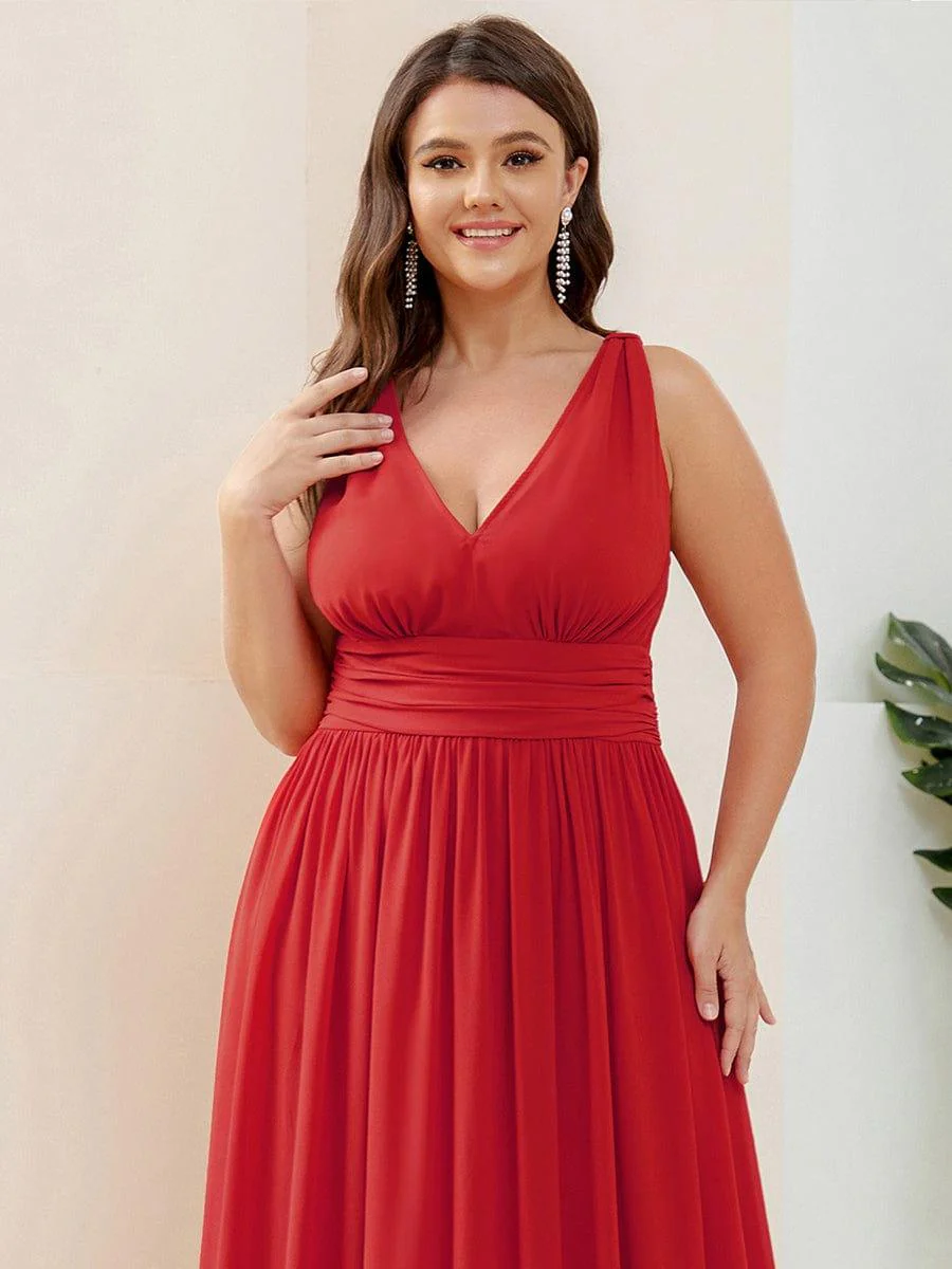 ever HUSH|Elegant Sleeveless V-Neck Maxi Chiffon Bridesmaid Dress - Image 63