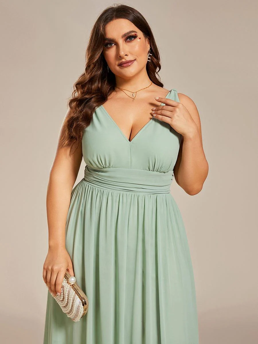 ever HUSH|Elegant V Neck A Line Chiffon Maxi Bridesmaid Dresses - Image 130