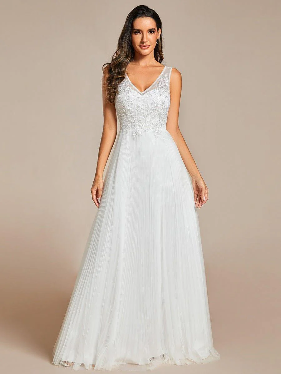 Elegant V-Neck Floor-Length A-Line Tulle Evening Dress(Final Sale) - Image 16