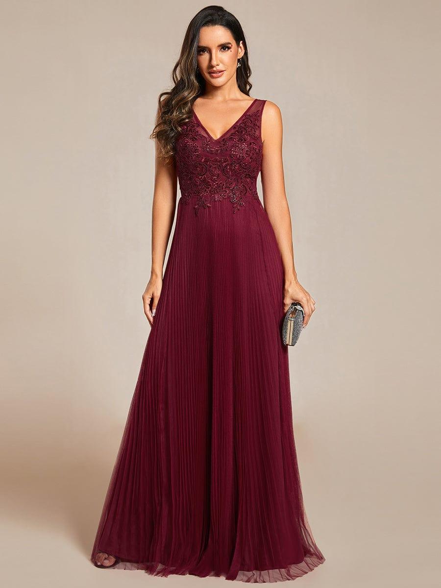 Elegant V-Neck Floor-Length A-Line Tulle Evening Dress(Final Sale) - Image 7